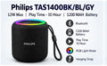 Philips TAS1400BK/BL/GY  - 12W Max, Play Time-10 Hour, 1200 MAH Battery, BT/TF/USB/RGB Light Mode, Hanging Strap