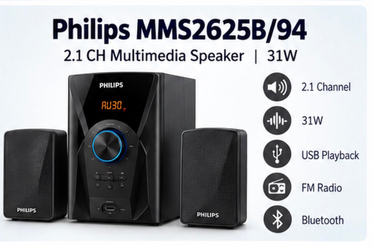 Philips MMS2625B/94  - 2.1 CH Multimedia Speaker, 31W